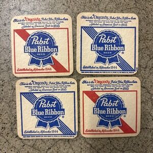 Vintage‎ Pabst Blue Ribbon Beer Coasters Bundle Lot Of 8 Red Blue PBR Best 1893